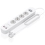 Aisens Regleta ASPS-2A2C12-W con 4 Tomas Schuko, 2 USB-C y 2 USB-A, Blanco